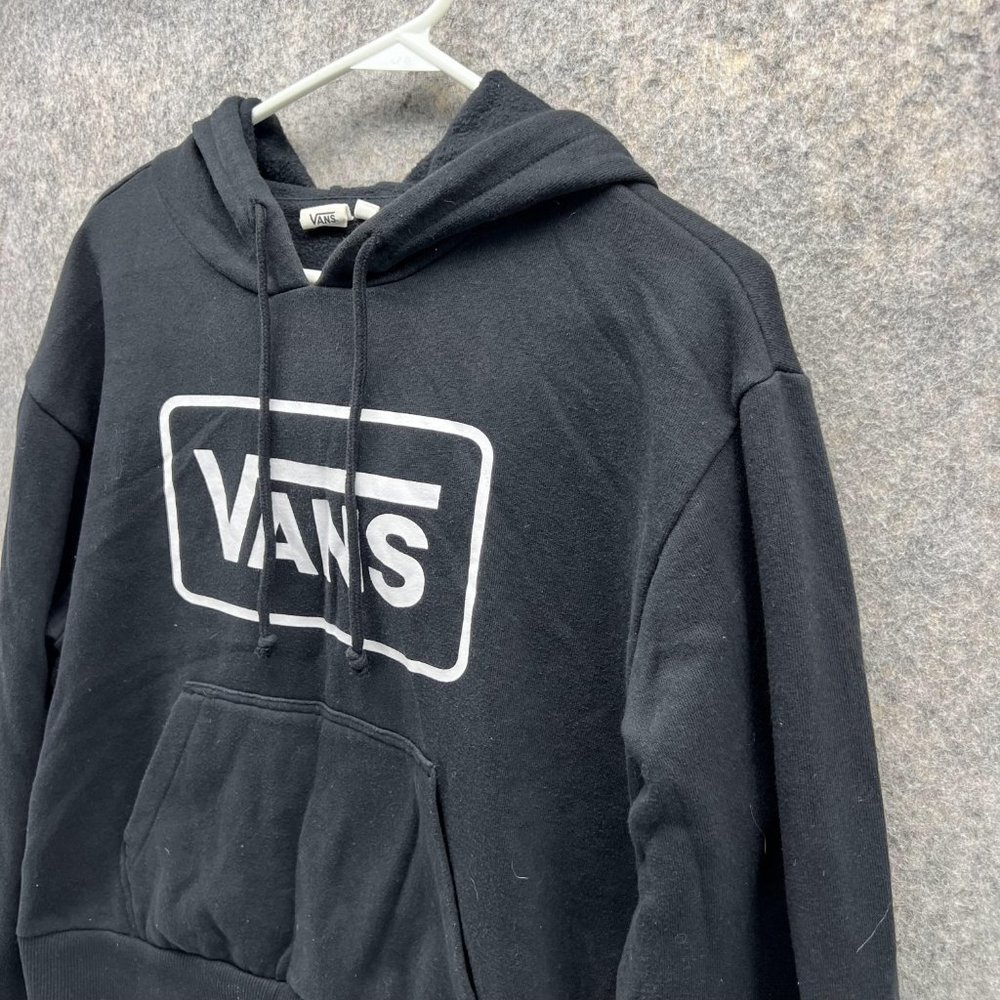 Vans Sweater Women Small Ladies Black White Hoodie Pullover Drawstring Cropped - Picture 3 of 13